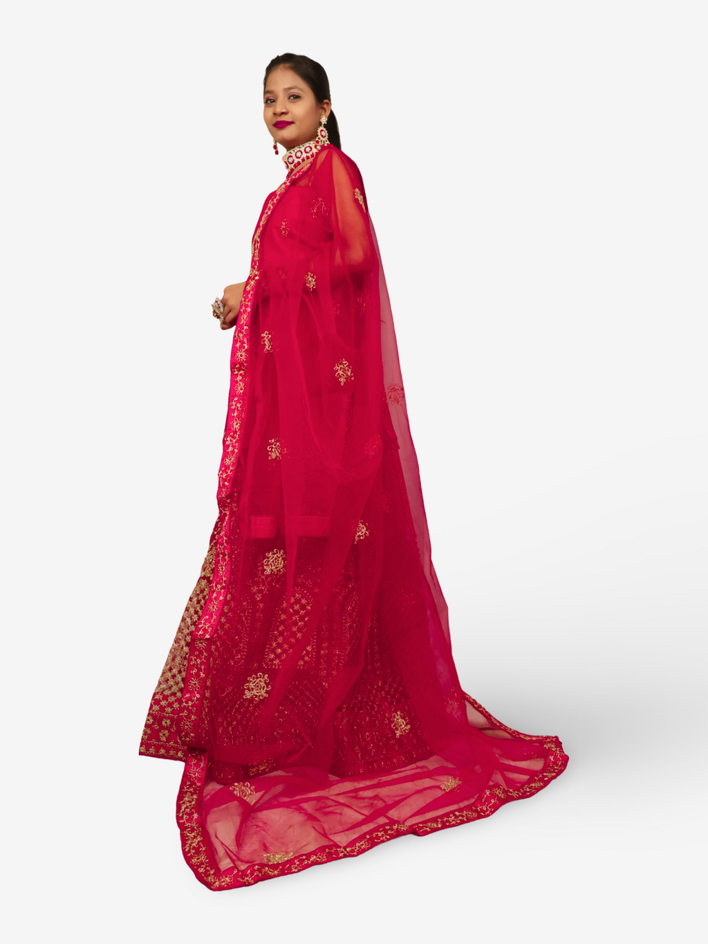 Semi-Stitched Lehenga with Soft Net Fabric & Zari Thread Work by Shreekama